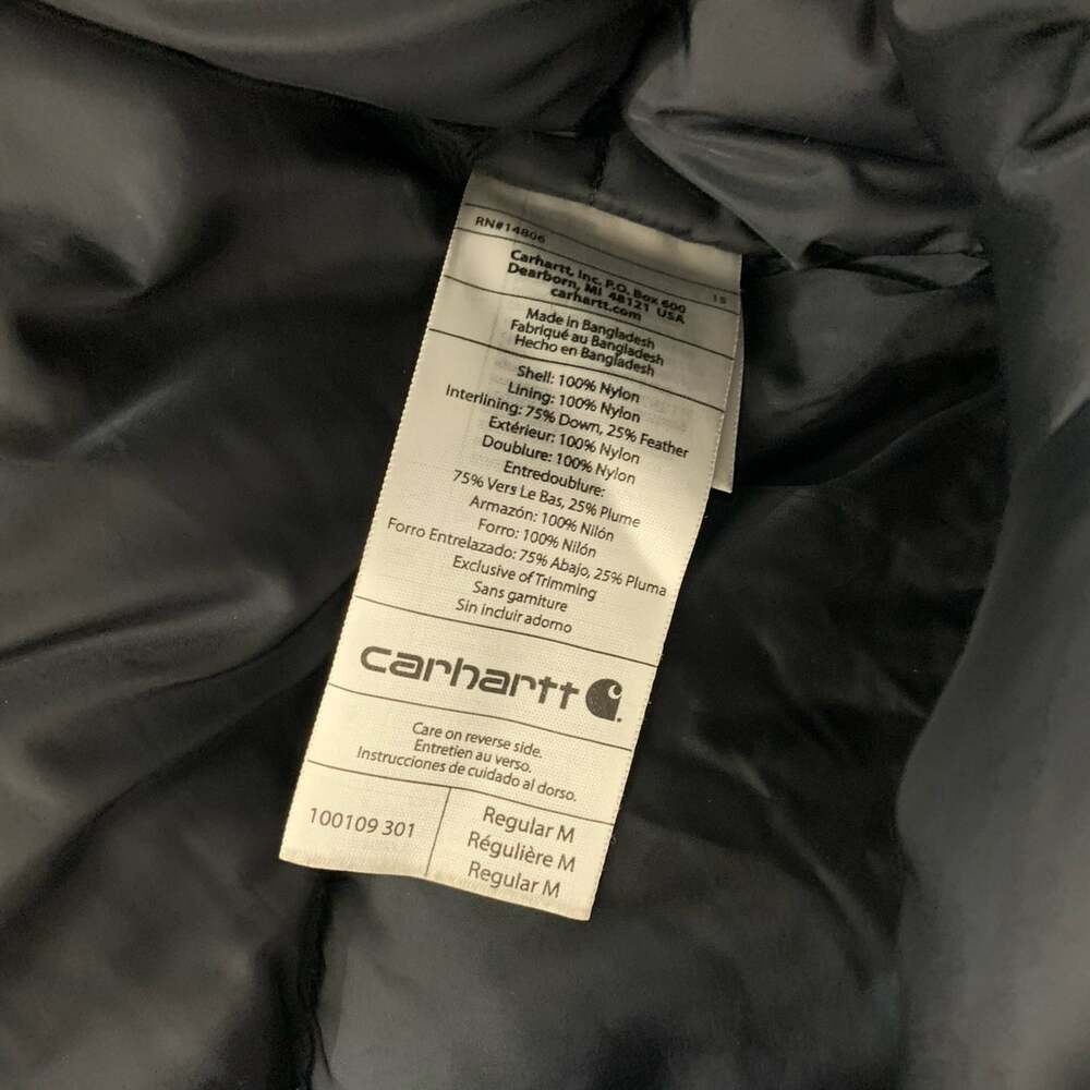 Carhartt Kalkaska Down Snorkel Parka Mens Medium Quilt Lined Army Green Gorpcore - Picture 10 of 13